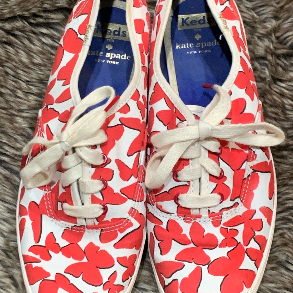 KEDS-KATE SPADE NEW YORK Red Butterfly Champion Sneaker Canvas Shoes Womens US 8